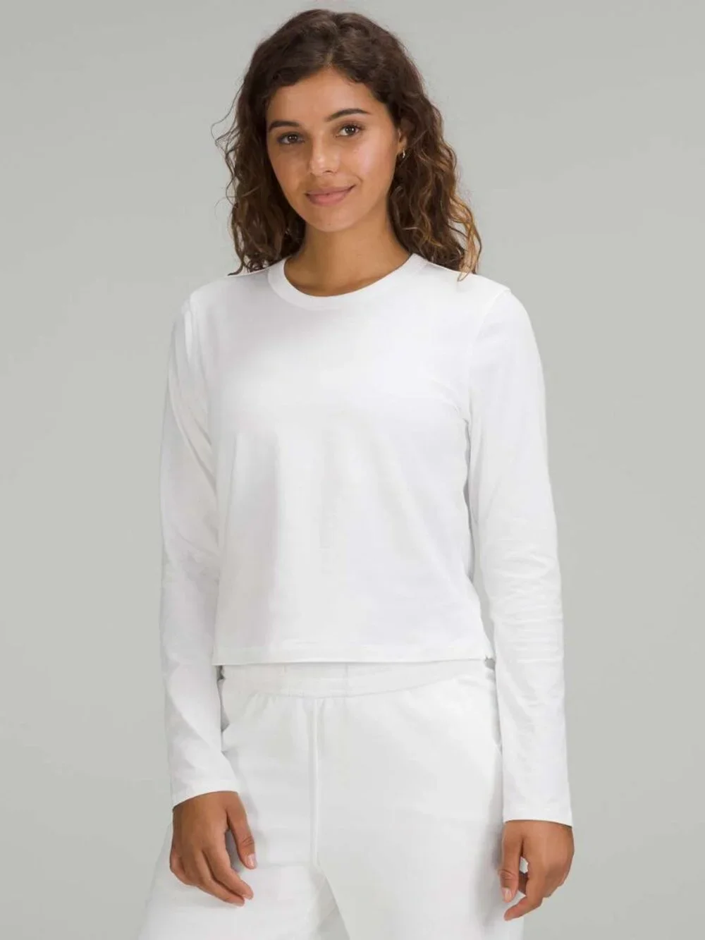 White Lululemon Classic-Fit Cotton-Blend Long Sleeve Shirt Size Small